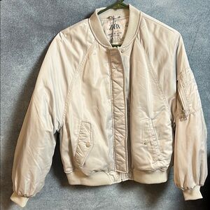 Zara Cream Bomber Jacket